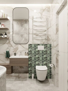 Фото № 3: Дизайн-проект трехкомнатной квартиры 76.5  м² стиль Модернизм Пороект выполнен для ЖК Дискавери Парк