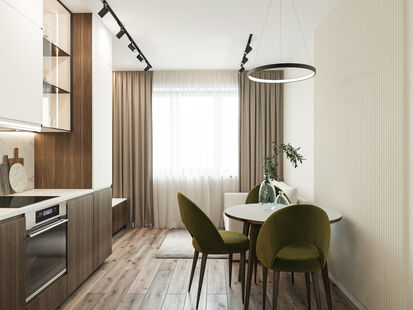 Фото № 6: Дизайн-проект однокомнатной квартиры 41.3  м² стиль Модернизм для ЖК Сиреневый Парк