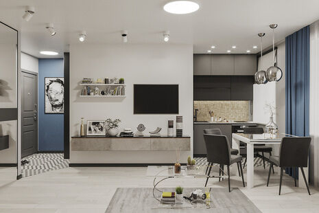 Фото № 5: Дизайн-проект однокомнатной квартиры 29.7  м² Современный стиль для ЖК Московский