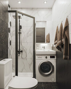 Фото № 4: Дизайн-проект однокомнатной квартиры 29.7  м² Современный стиль для ЖК Московский