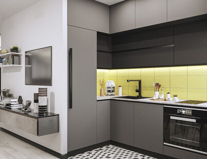 Фото № 3: Дизайн-проект однокомнатной квартиры 29.7  м² Современный стиль для ЖК Московский