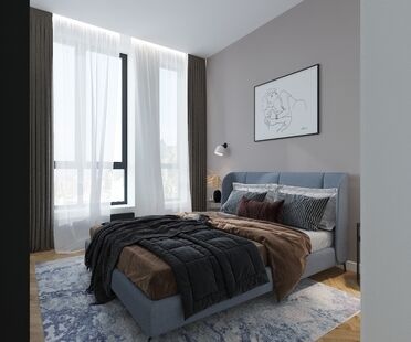 Фото № 4: Дизайн-проект трехкомнатной квартиры 68.2  м² Современный стиль Пороект выполнен для ЖК Московский