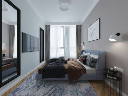 Фото № 6: Дизайн-проект трехкомнатной квартиры 68.2  м² Современный стиль Пороект выполнен для ЖК Московский