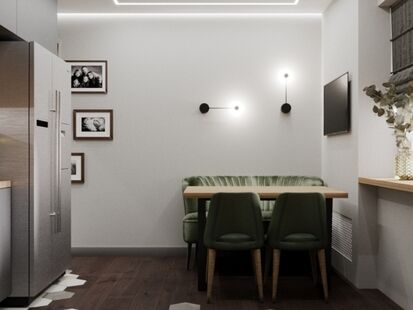 Фото № 6: Дизайн-проект двухкомнатной квартиры 62.3  м² Современный стиль Пороект выполнен для ЖК в г. Балашиха