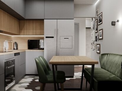 Фото № 3: Дизайн-проект двухкомнатной квартиры 62.3  м² Современный стиль Пороект выполнен для ЖК в г. Балашиха