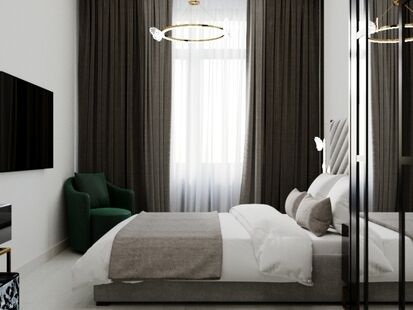 Фото № 4: Дизайн-проект трехкомнатной квартиры 71.2  м² Стиль Современная классика Пороект выполнен для ЖК Серебряный Фонтан