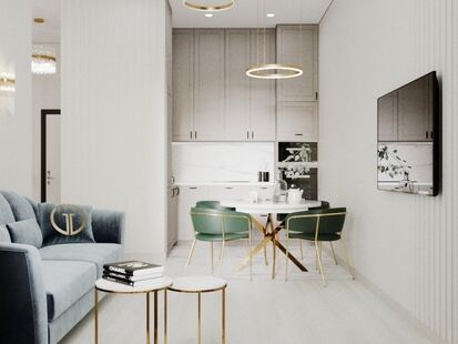 Фото № 6: Дизайн-проект трехкомнатной квартиры 71.2  м² Стиль Современная классика Пороект выполнен для ЖК Серебряный Фонтан