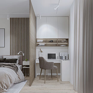 Фото № 1: Дизайн-проект трехкомнатной квартиры 86.1  м² Современный стиль для ЖК Олимп