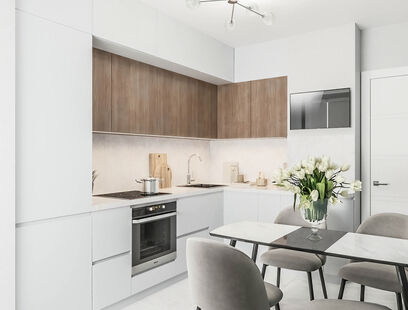 Фото № 1: Дизайн-проект однокомнатной квартиры 46.65  м² Стиль Контемпорари для ЖК Московский