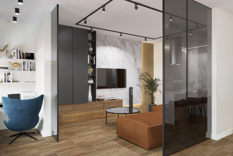 Фото № 3: Дизайн-проект четырехкомнатной квартиры 123.03  м² стиль Модернизм для ЖК Клевер Парк