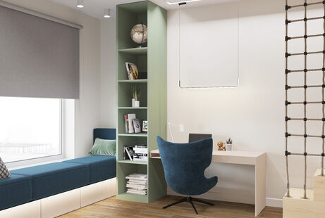 Фото № 4: Дизайн-проект четырехкомнатной квартиры 123.03  м² стиль Модернизм для ЖК Клевер Парк