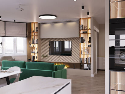 Фото № 1: Дизайн-проект однокомнатной квартиры 79.0  м² Современный стиль для ЖК Квартал 7