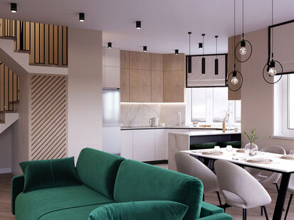 Фото № 3: Дизайн-проект однокомнатной квартиры 79.0  м² Современный стиль для ЖК Квартал 7