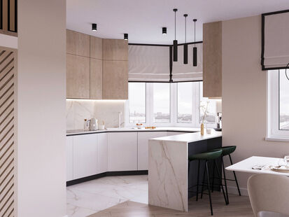 Фото № 2: Дизайн-проект однокомнатной квартиры 79.0  м² Современный стиль для ЖК Квартал 7