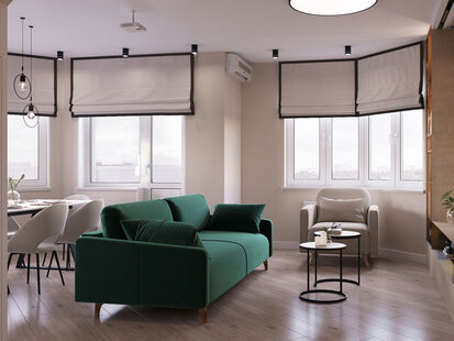 Фото № 5: Дизайн-проект однокомнатной квартиры 79.0  м² Современный стиль для ЖК Квартал 7