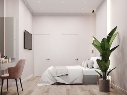 Фото № 4: Дизайн-проект двухкомнатной квартиры 44.83  м² стиль Модернизм для ЖК Дубровка