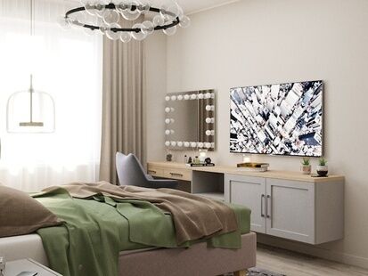 Фото № 6: Дизайн-проект трехкомнатной квартиры 61.4  м² Современный стиль для ЖК Северный