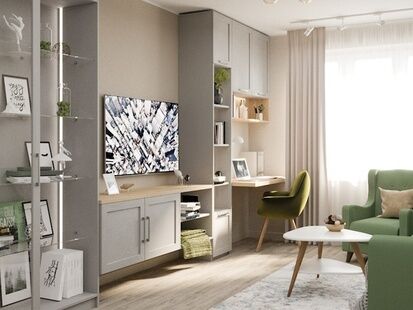 Фото № 4: Дизайн-проект трехкомнатной квартиры 61.4  м² Современный стиль для ЖК Северный