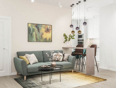 Фото № 4: Дизайн-проект четырехкомнатной квартиры 81.99  м² Современный стиль для ЖК Зеленая Линия