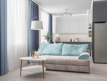 Фото № 1: Дизайн-проект двухкомнатной квартиры 55.8  м² Современный стиль для ЖК Домодедово Парк