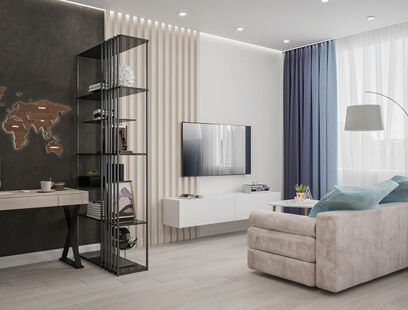 Фото № 5: Дизайн-проект двухкомнатной квартиры 55.8  м² Современный стиль для ЖК Домодедово Парк