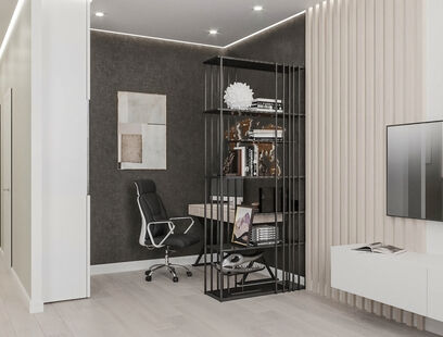 Фото № 2: Дизайн-проект двухкомнатной квартиры 55.8  м² Современный стиль для ЖК Домодедово Парк