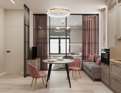 Фото № 5: Дизайн-проект двухкомнатной квартиры 45.69  м² стиль Модернизм для ЖК Серебряный Фонтан