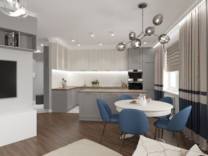 Фото № 1: Дизайн-проект четырехкомнатной квартиры 84.1  м² Современный стиль для ЖК Арт Сити