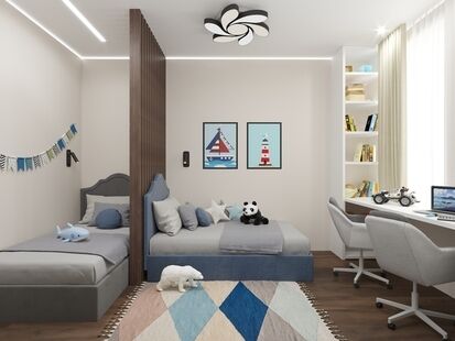 Фото № 1: Дизайн-проект четырехкомнатной квартиры 98.99  м² Современный стиль для ЖК Скандинавия