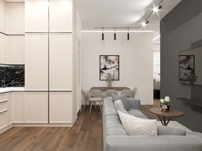 Фото № 3: Дизайн-проект четырехкомнатной квартиры 98.99  м² Современный стиль для ЖК Скандинавия