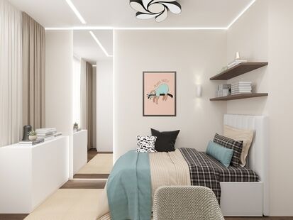 Фото № 6: Дизайн-проект четырехкомнатной квартиры 98.99  м² Современный стиль для ЖК Скандинавия