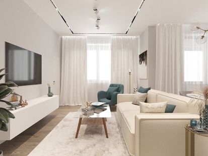 Фото № 1: Дизайн-проект четырехкомнатной квартиры 95.29  м² Современный стиль для ЖК Ты и Я