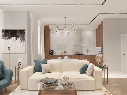 Фото № 6: Дизайн-проект четырехкомнатной квартиры 95.29  м² Современный стиль для ЖК Ты и Я