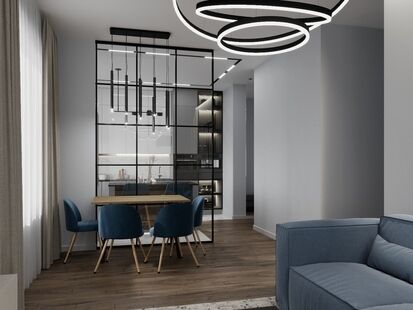 Фото № 2: Дизайн-проект трехкомнатной квартиры 80.0  м² стиль Модернизм для ЖК Левел Амурская