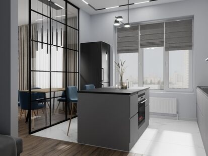 Фото № 5: Дизайн-проект трехкомнатной квартиры 80.0  м² стиль Модернизм для ЖК Левел Амурская