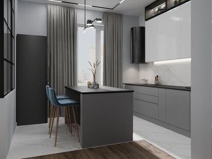 Фото № 6: Дизайн-проект трехкомнатной квартиры 80.0  м² стиль Модернизм для ЖК Левел Амурская