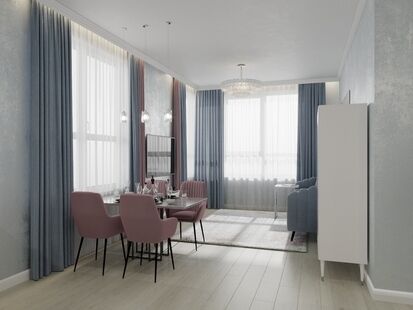 Фото № 5: Дизайн-проект трехкомнатной квартиры 67.6  м² Стиль Контемпорари для ЖК Life Варшавская