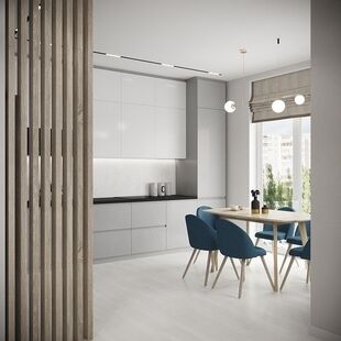 Фото № 2: Дизайн-проект четырехкомнатной квартиры 107.79  м² стиль Модернизм для ЖК в поселении Сосенское