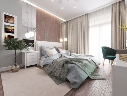 Фото № 1: Дизайн-проект трехкомнатной квартиры 72.97  м² Стиль Контемпорари для ЖК 1147