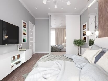 Фото № 5: Дизайн-проект трехкомнатной квартиры 72.97  м² Стиль Контемпорари для ЖК 1147