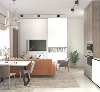 Фото № 1: Дизайн-проект трехкомнатной квартиры 76.12  м² Стиль Контемпорари для ЖК Фонвизинский