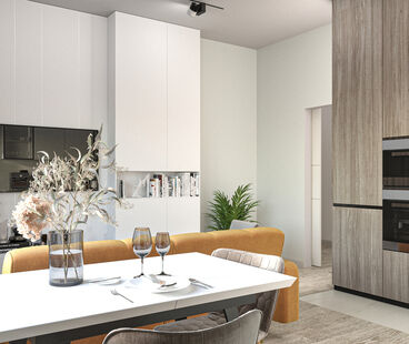 Фото № 4: Дизайн-проект трехкомнатной квартиры 76.12  м² Стиль Контемпорари для ЖК Фонвизинский