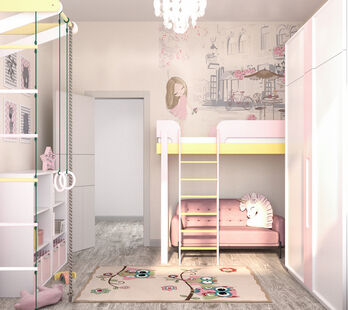 Фото № 3: Дизайн-проект трехкомнатной квартиры 76.12  м² Стиль Контемпорари для ЖК Фонвизинский