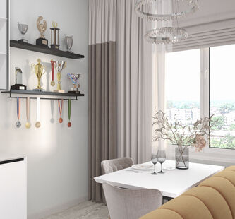 Фото № 6: Дизайн-проект трехкомнатной квартиры 76.12  м² Стиль Контемпорари для ЖК Фонвизинский