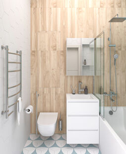 Фото № 2: Дизайн-проект трехкомнатной квартиры 76.12  м² Стиль Контемпорари для ЖК Фонвизинский