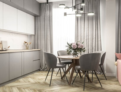 Фото № 4: Дизайн-проект трехкомнатной квартиры 61.7  м² Современный стиль для ЖК Discovery