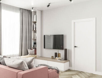 Фото № 2: Дизайн-проект трехкомнатной квартиры 61.7  м² Современный стиль для ЖК Discovery