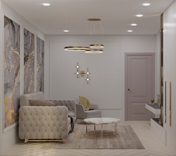 Фото № 2: Дизайн-проект трехкомнатной квартиры 77.6  м² стиль Модернизм для ЖК Московский