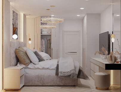 Фото № 3: Дизайн-проект трехкомнатной квартиры 77.6  м² стиль Модернизм для ЖК Московский