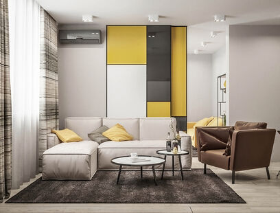 Фото № 1: Дизайн-проект трехкомнатной квартиры 65.13  м² Современный стиль для ЖК Новые Котельники